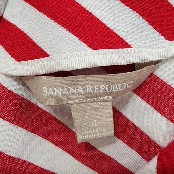 BANANA REPUBLIC Striped Zipped Back Ponte V Neck Dress Red White Size 4 - Picture 10 of 12